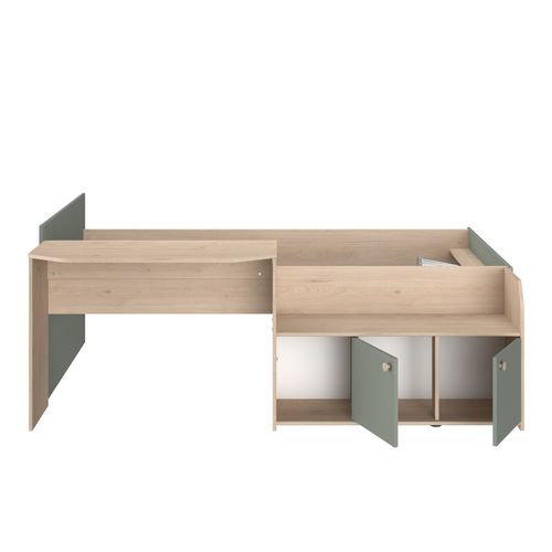 Lit 90x190/200 cm JADE vert et imitation chêne