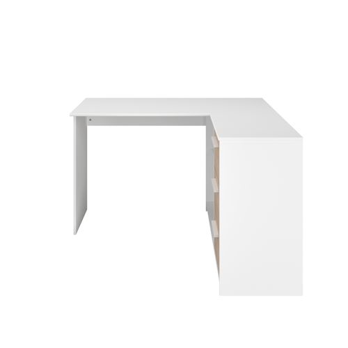Bureau d'angle INFINITY imitation chêne et blanc