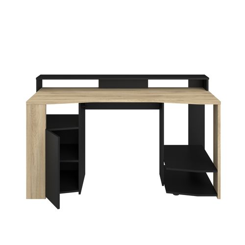 Bureau Gamer LED META imitation chêne et noir