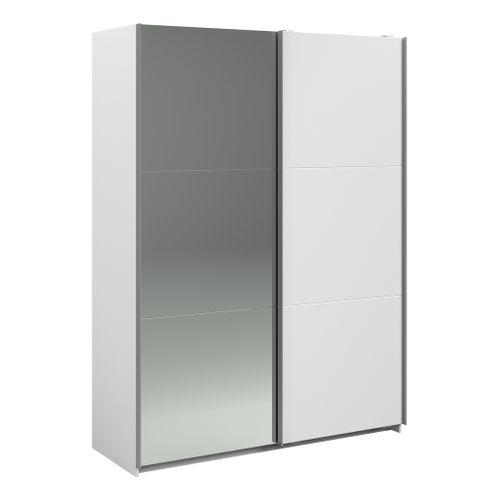 Armoire 2 portes couli. L.150 SWING blanc et miroir