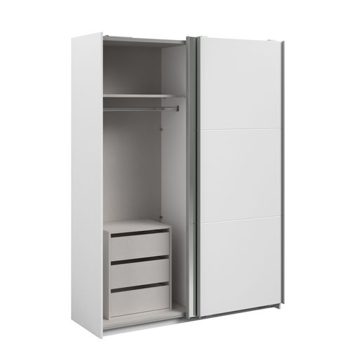 Armoire 2 portes couli. L.150 SWING blanc et miroir