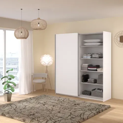 Armoire 2 portes couli. L.180 SWING blanc et miroir