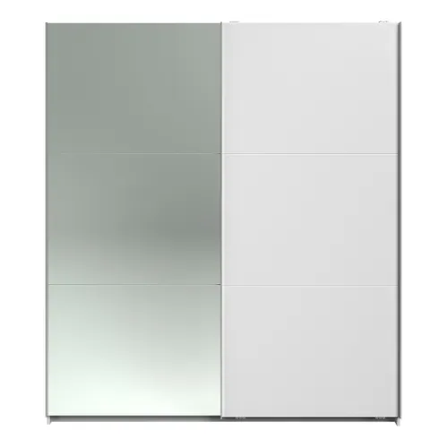 Armoire 2 portes couli. L.180 SWING blanc et miroir vue de face