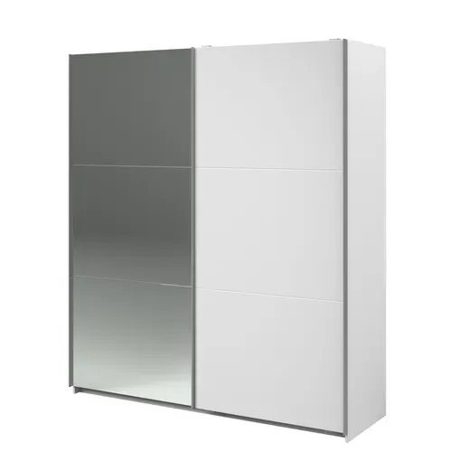 Armoire 2 portes couli. L.180 SWING blanc et miroir vue de profil