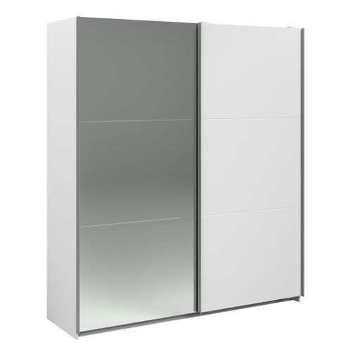 Armoire 2 portes couli. L.180 SWING blanc et miroir vue 3/4