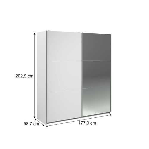 Armoire 2 portes couli. L.180 SWING blanc et miroir
