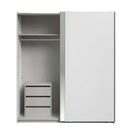 Armoire 2 portes couli. L.180 SWING blanc et miroir