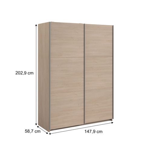 Armoire 2 portes couli. L.150 SWING imitation chêne
