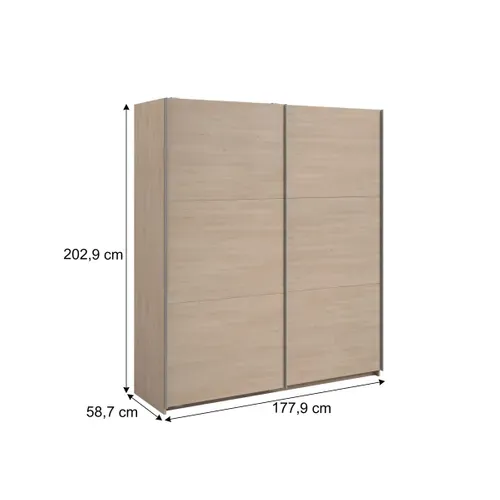 Armoire 2 portes couli. L.180 SWING imitation chêne