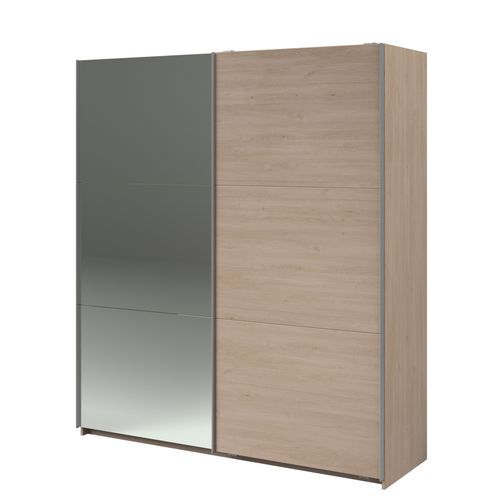 Armoire 2 portes couli. L.180 SWING imitation chêne et miroir