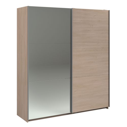 Armoire 2 portes couli. L.180 SWING imitation chêne et miroir