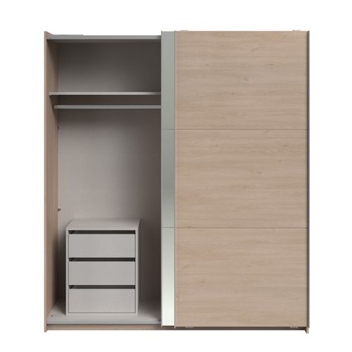 Armoire 2 portes couli. L.180 SWING imitation chêne et miroir