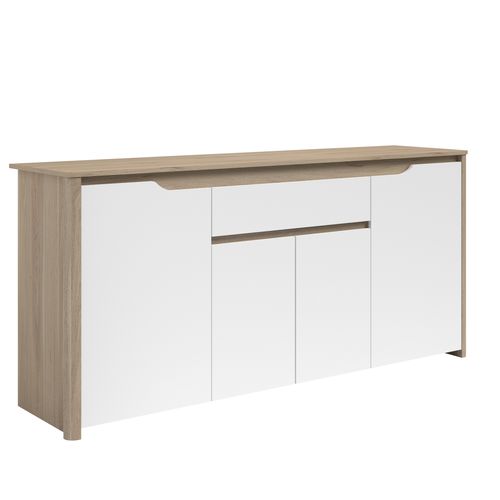 Buffet 4 portes WENDY imitation chêne et blanc