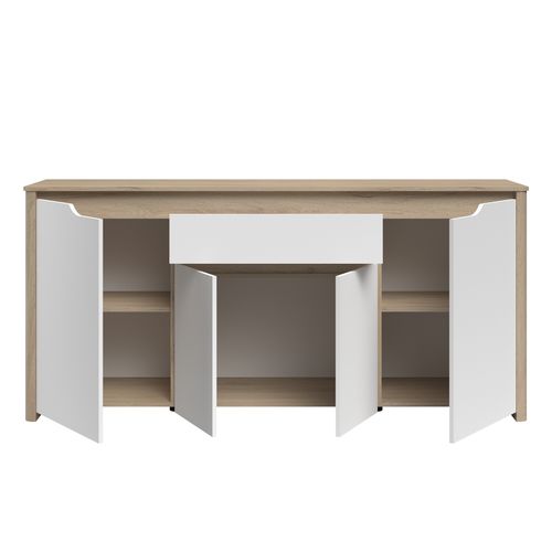 Buffet 4 portes WENDY imitation chêne et blanc