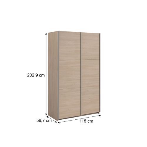 Armoire 2 portes couli. L.120 SWING imitation chêne