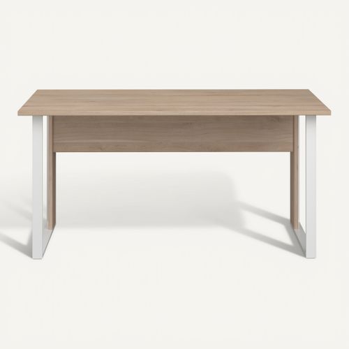 Bureau L. 150 cm START UP 2 imitation chêne et blanc vue de face
