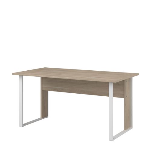 Bureau L. 150 cm START UP 2 imitation chêne et blanc vue de profil