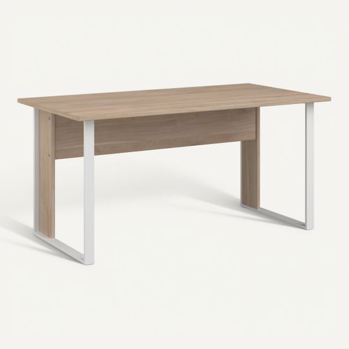 Bureau L. 150 cm START UP 2 imitation chêne et blanc vue 3/4