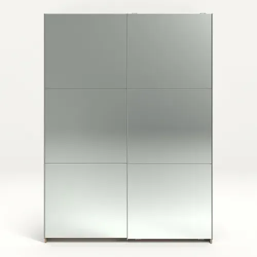 Armoire 2 portes couli. L.150 SWING imitation chêne et 2 miroirs vue de face