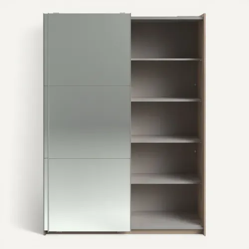 Armoire 2 portes couli. L.150 SWING imitation chêne et 2 miroirs