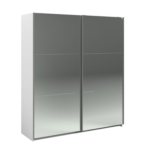 Armoire 2 portes couli. L.180 SWING blanc et 2 miroirs vue 3/4