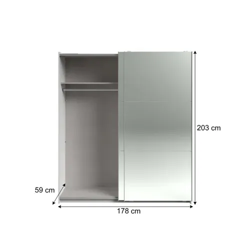 Armoire 2 portes couli. L.180 SWING blanc et 2 miroirs