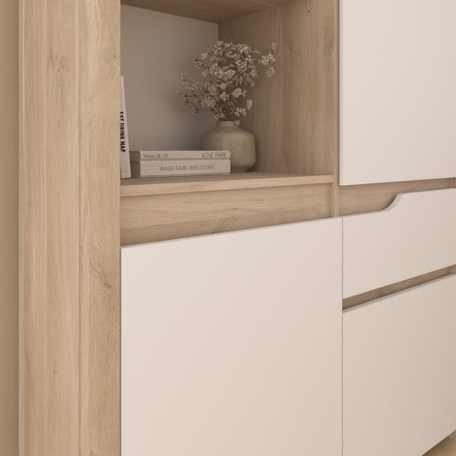 Buffet haut 3 portes H.151 cm WENDY imitation chêne et blanc vue détaillée