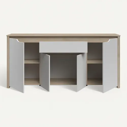 Buffet 4 portes 184 cm WENDY imitation chêne et blanc