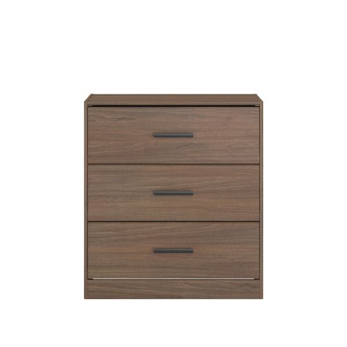 Commode 3 tiroirs L. 80 cm AZUKA imitation noyer vue de face