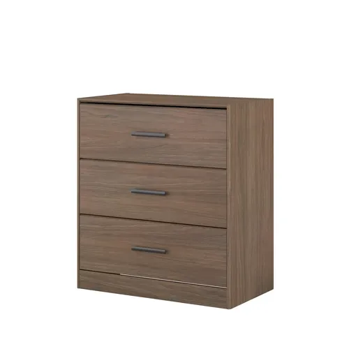 Commode 3 tiroirs L. 80 cm AZUKA imitation noyer vue de profil