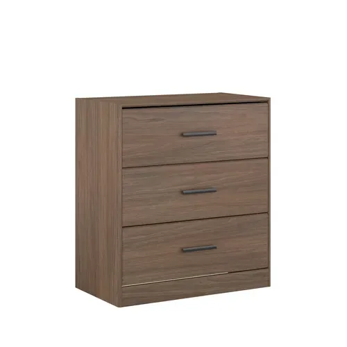 Commode 3 tiroirs L. 80 cm AZUKA imitation noyer vue 3/4