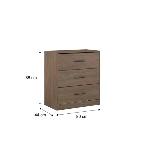 Commode 3 tiroirs L. 80 cm AZUKA imitation noyer