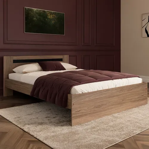 Lit 140x190 cm AZUKA imitation noyer vue d'ambiance 1