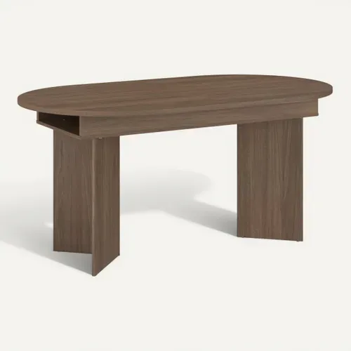 Table extensible L. 160/196 cm SERENA Imitation Noyer vue 3/4