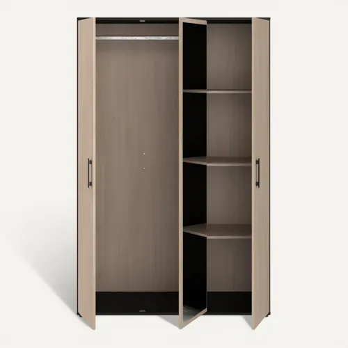 Armoire 3 portes CELEST imitation chêne et noir