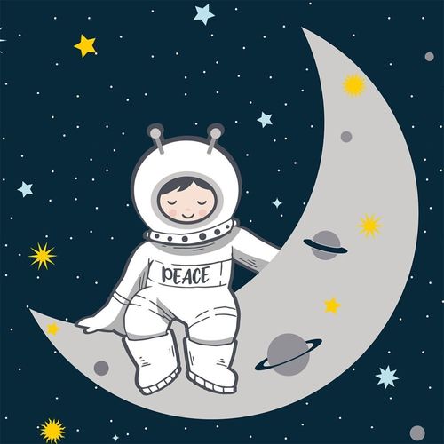 Tapis Velours 45x75 Cm Petit Astronaute