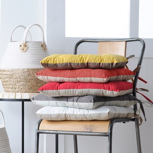 Lot De 4 Galettes De Chaise 16 Points 40x40 Duo écru Lin Coton