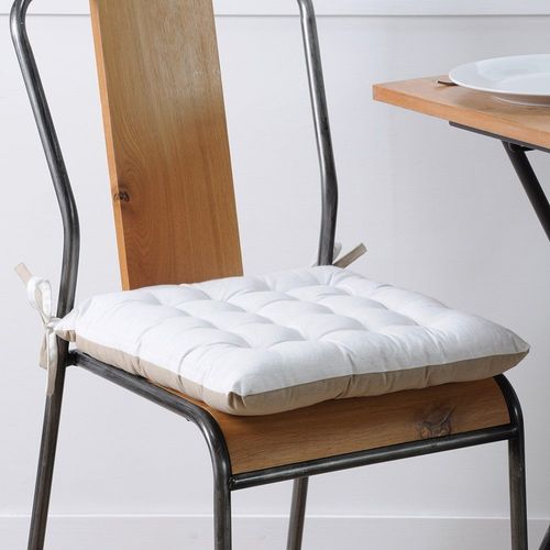 Lot De 4 Galettes De Chaise 16 Points 40x40 Duo écru Lin Coton