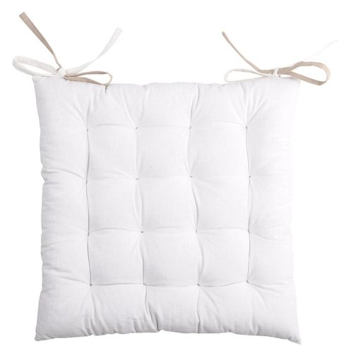 Lot De 4 Galettes De Chaise 16 Points 40x40 Duo écru Lin Coton