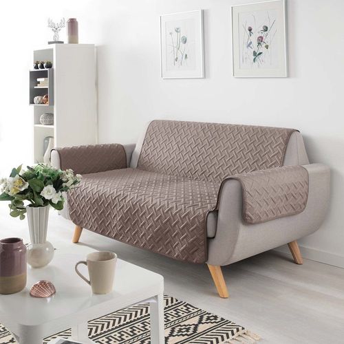 Protège Canapé 3 Places Matelassé 279x179 Uni Lounge Noisette