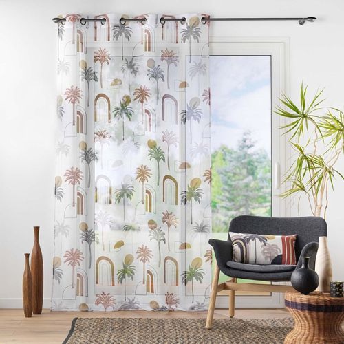 Voilage à Oeillets 140x240 Sable Imprimé Cocotis