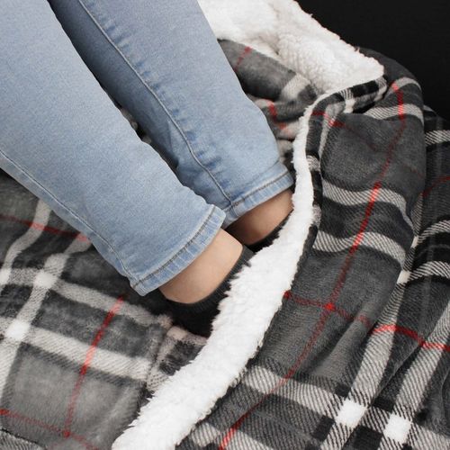 Plaid avec manches - Sherpa et flanelle - Enfant - Beige