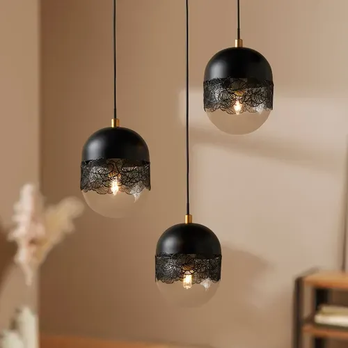 Suspension Triple Métal Noir Stilla