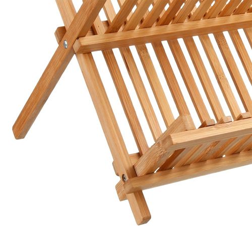 égouttoir à Vaisselle Pliant 2 Niveaux Bambou