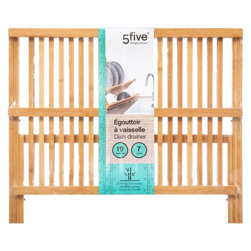 égouttoir à Vaisselle Pliant 2 Niveaux Bambou