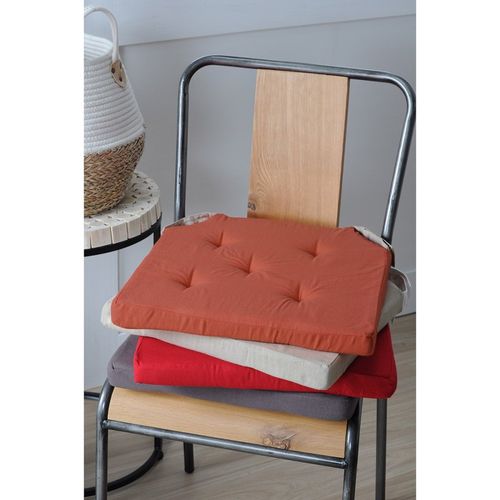 Lot De 4 Galettes De Chaise Duo Velcro 38x38 Taupe Lin
