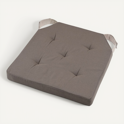 Lot De 4 Galettes De Chaise Duo Velcro 38x38 Taupe Lin