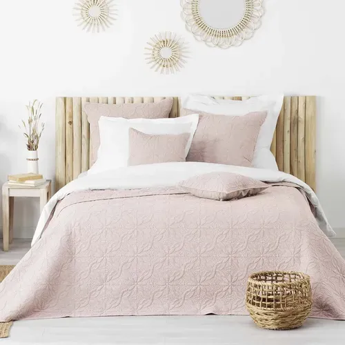 Couvre-lit 2 Personnes Matelassé 220x240 Microfibre Uni Florette Rose