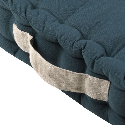 Coussin De Sol 45x45x10 Cm Duo Cobalt Lin 100% Coton