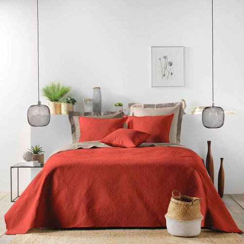 Couvre-lit 2 Personnes Matelassé 220x240 Microfibre Unie Romane Terracotta